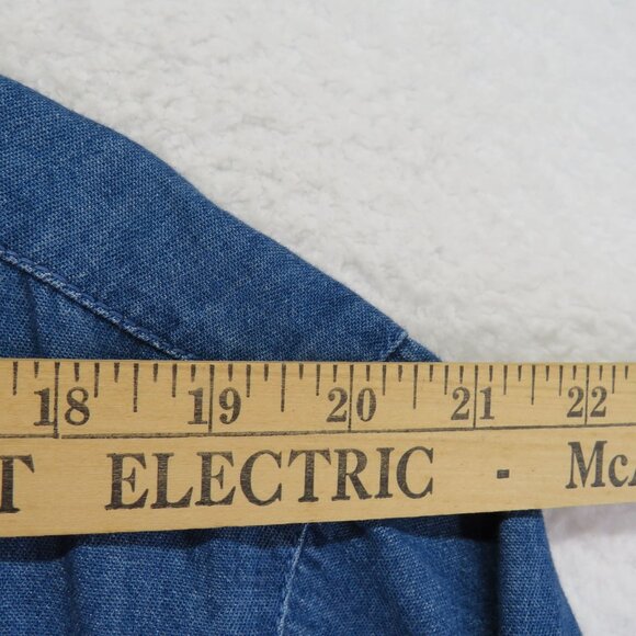 Maggie Max Shirt Womens Size Medium Embroidered Fall Floral Denim Blouse Vintage - Picture 6 of 8